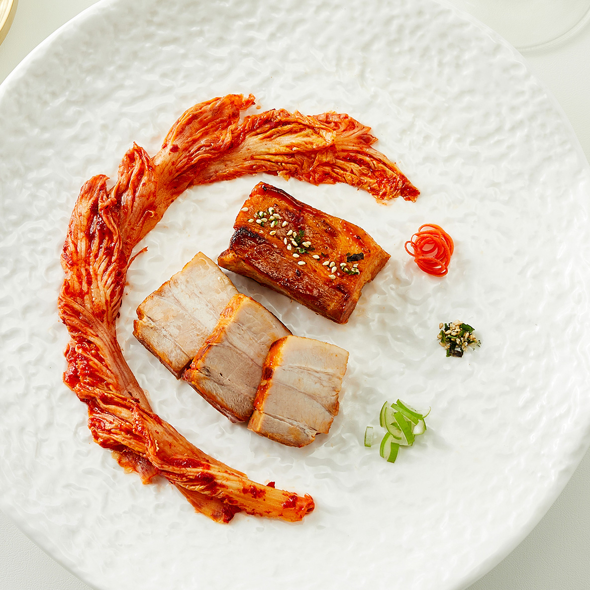 Spicy pork belly with kimchi