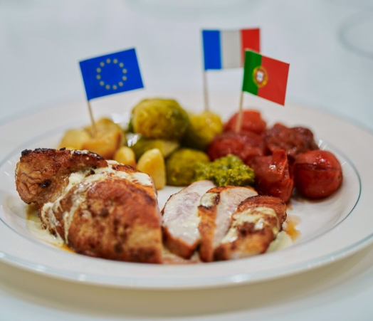 EU Pork Steak with Brussel sprouts and roasted cherry tomatoes